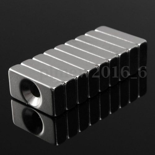 10pcs 20x10x5mm N50 Neodymium NdFeB Super Strong Block Rare Magnets Hole 4mm