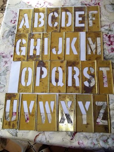 Antique / Vintage Brass Stencil 5&#034; Letters (Lot of 24) Missing L and N
