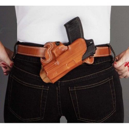 Desantis 067ban7z0 sob belt holster black leather rh for glock 20 for sale
