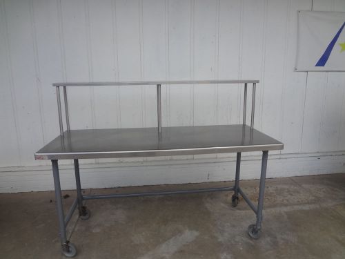 Large commercial stainless work table w/ upper shelf  #1733 for sale
