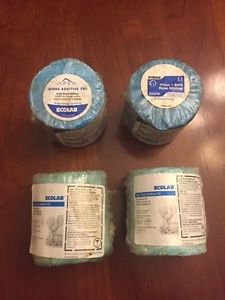 New! lot of 4 ecolab apex/ecotemp concentrated solid rinse additive tsc .95lb for sale