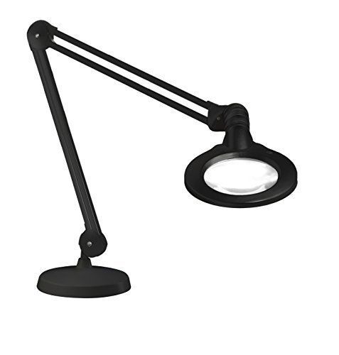 Luxo 18255BK Illuminated Magnifier, KFM LED, Weighted Base, 30&#034; Arm, 5&#034; Diopter