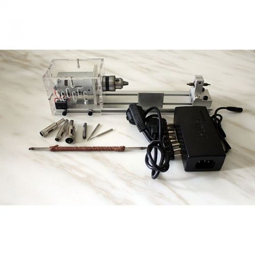 Mini lathe beads machine woodworking diy lathe standard set with power dc 24v for sale