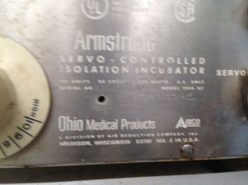 Ohio Servo-Care, Armstrong Isolation  incubator controller module