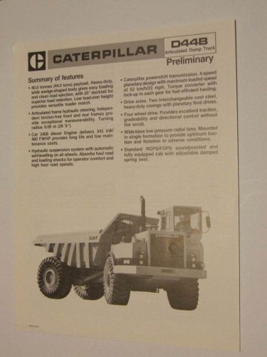 CAT D44B Articulated Dump Truck brochure - EARLY version