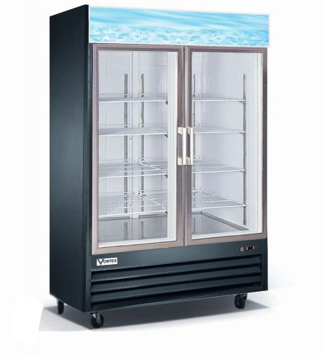 VORTEX Commercial 2 Glass Door Freezer Merchandiser - 49 Cu. Ft.