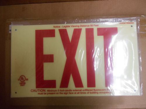 Jessup 7210 Self illuminating Exit Sign, Red, Frameless