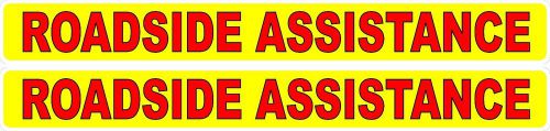 YELLOW &amp; RED 2 ROADSIDE ASSISTANCE Magnetic Signs 3&#034;x24&#034; 1 Pair 4 Car Truck SUV