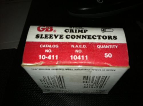 GB Uninsulated Steel Crimp Sleeve Connector 10-411 Box of 50 New Old Stock.