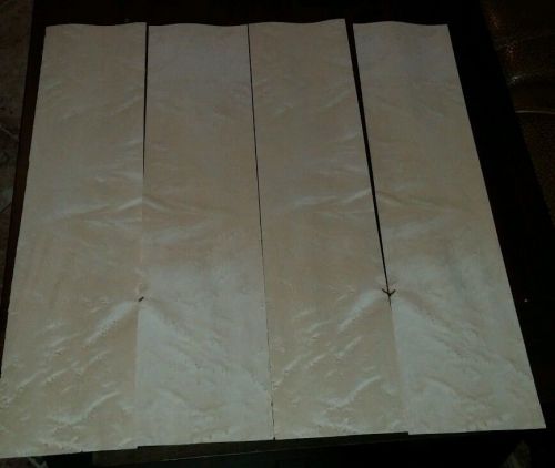 4 pieces of birdseye maple raw wood veneer 24&#034; x 5 1/2&#034; each &amp; some flame