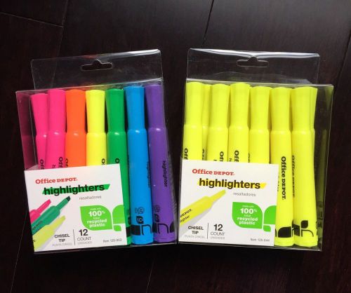 Office depot chisel tip highlighters (2pk-24ct) for sale