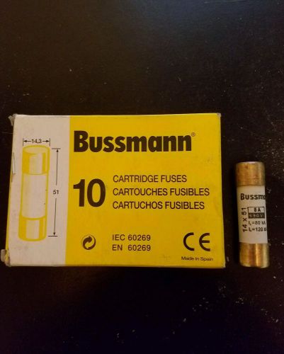 New in box of (10) bussmann c14g8 ac cylindrical fuse 14x51, 8 amp (8a) gg, 690v for sale