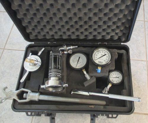 Pollard Hydrant Flow Liquid Gauge Kit &amp; Case Complete W/ Wrench &amp; Spanner Caps