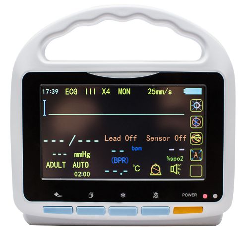 5 inch Portable Patient Monitor ECG NIBP SPO2 PR TEMP  +Visual Alarms +software