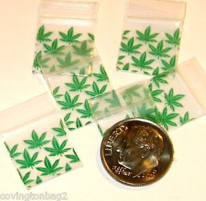 200 mini ziplock bags Pot Leaf 0.63 x 0.63&#034; Apple reclosable baggies 5858