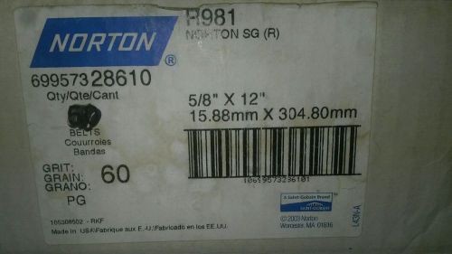 NORTON 69957328610 GRIT 60 R981 SG (R) 5/8&#034;X 12&#034; NEW 30 BELTS 15.88 mm X 303. mm