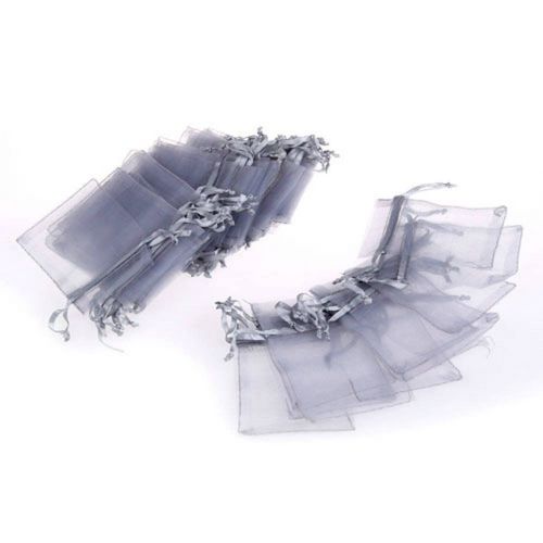 100 grey organza gift wedding favors bag pouch 90x70mm hot ts for sale
