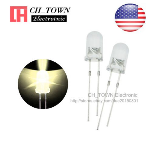 100pcs 5mm LED Diodes Water Clear Warm White Light Transparent Round Top USA