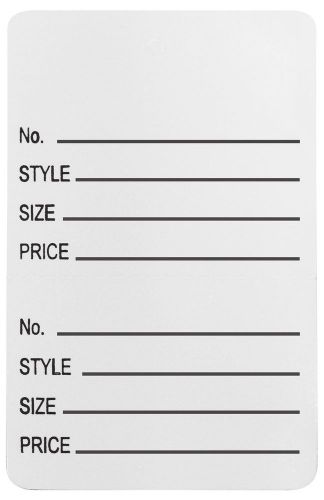 Amram coupon tags white 1.75&#034; x 2.875&#034; tag &#034;no./style/size/price&#034; unstrung pe... for sale
