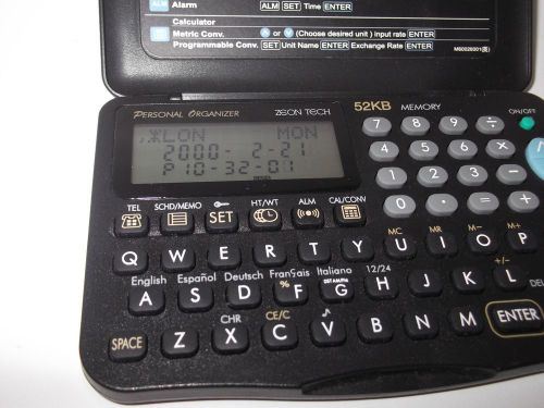 RARE ZEON TECH PERSONAL ORGANIZER 52KB MEMORY ALARM CALCULATOR