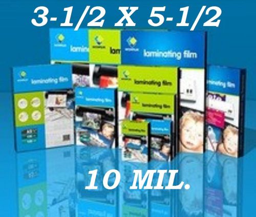 3-1/2 x 5-1/2 10 Mil Quality Laminating Pouches Sheets Photo/Index Card 10- Pack
