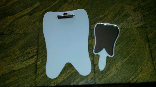 DENTAL ORTHODONTIC OFFICE MOLAR SHAPE PLASTIC MIRROR &amp; CLIP BOARD