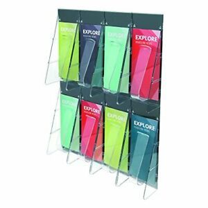 Deflecto 56201 Stand tall one-piece literature rack for leaflets 8 pockets clear