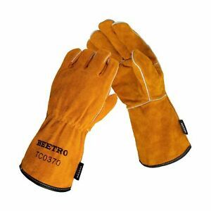 BEETRO Welding Gloves, Cow Leather Forge/Mig/Stick Welder Heat/Fire Resistant...