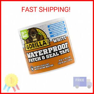 Gorilla Glue Waterproof Patch &amp; Seal Tape, White, 4-In. x 10-Ft.