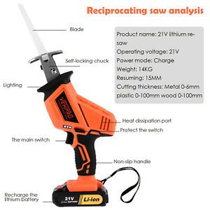 21V Cordless Reciprocating saw W/ Battery&amp;charger recip s-abre saw new US