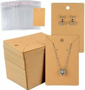 150 Set Earring Card with 150 Pcs Bags, Card Holder Blank Kraft Paper Tags for