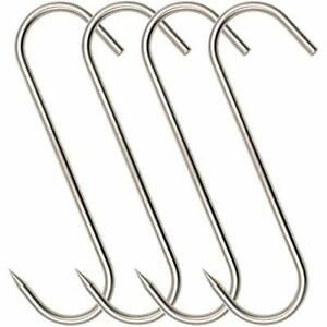 Alele 10&#034; Meat Hook 10mm Heavy Duty Stainless Steel Butcher Hooks for Hanging Be