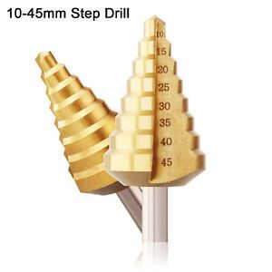 8 Step Spiral Groove Conical Cone Drill 10-45mm Titanium HSS Bit Set Cutter new