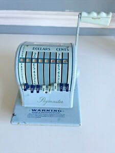 Vintage Paymaster Series X-2000 Check Writer with Key Aqua Turquoise