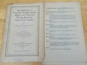 vtg 1917 SPECIFICATIONS FOR CONCRETE ROADS American Institute Portland Cement