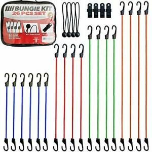 Bungee Cords with Hooks - 26pc Heavy Duty Assortment with Storage Case Canopy...