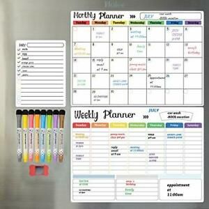 Dry Erase Calendar Whiteboard. Set of 3 Magnetic Calendars for Refrigerator