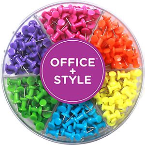 Decorative Multi-Colored Push Pins for Home  Office, Six Colors for Different P