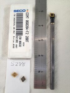 1 NEW 1/4&#034; CARBIDE BORING BAR C04-SCLCR-2 W/ 10 SOBA / SECO CCMT #2 INSERTS S285