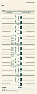 Time Cards, Weekly, 1-Sided, 3-1/2&#034; X 9&#034;, Manila, Green Print, 500-Count