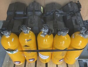 Qty 9:-Scott Air Tank Cylinder 2216 PSI SCBA Tank, 4 Harness,4 cases,4 face mask