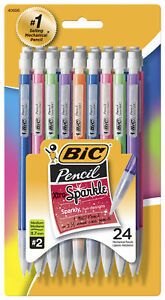 BIC Xtra Sparkle Mechanical Pencil, 0.7 mm, Sparkle Color Barrels, Pack of 24