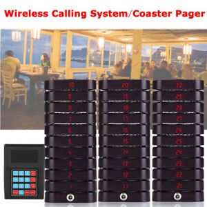 1 Transmitter+30 Coaster Pagers 433.92MHZ Pager Calling Queuing Equipment System