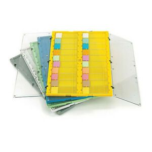 GLOBE SCIENTIFIC 513029W Slide File Folder Clear Hinged Lid,PK12