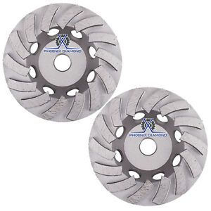 2Pack 7” Concrete Grinding Cup Wheels 24 Diamond Abrasive Segs 5/8-7/8 Arbor