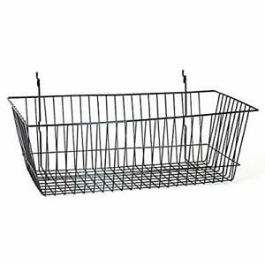 KC Fixtures A03015 Basket Fits Slatwall Grid Pegboard 24&#034; W x 12&#034; D x 8&#034; H Bl...
