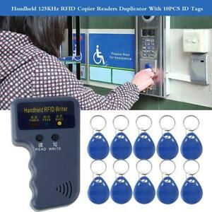 Handheld 125Khz RFID ID Card Copier Reader Writer Tool with 10 Writable Tags Kit