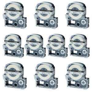 Black on Clear 1/2 in Compatible with EPSON LK-4TBN LabelWorks LW-400 Tape 10PK
