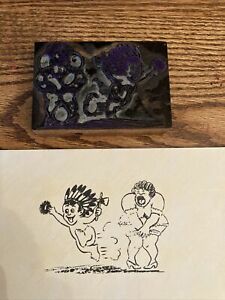 vintage naughty homemade ink stamp, native american scalping vagina