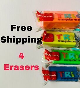 Nataraj Trio Eraser pencil eraser school office supplies Bright colors pack of 4